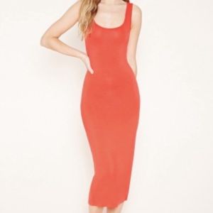RESERVED Forever 21 Orange bodycon midi dress
